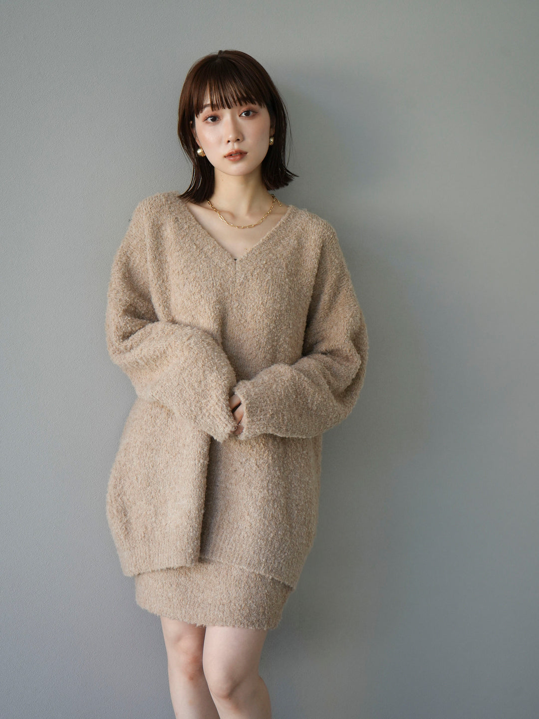 [SET] 橢圓針織衫 & 迷你裙 SET UP