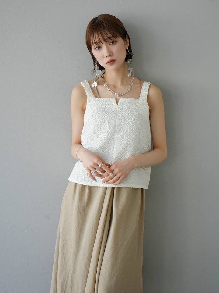 [Pre-order] Puffy Jacquard Bustier Cami Top/Ivory