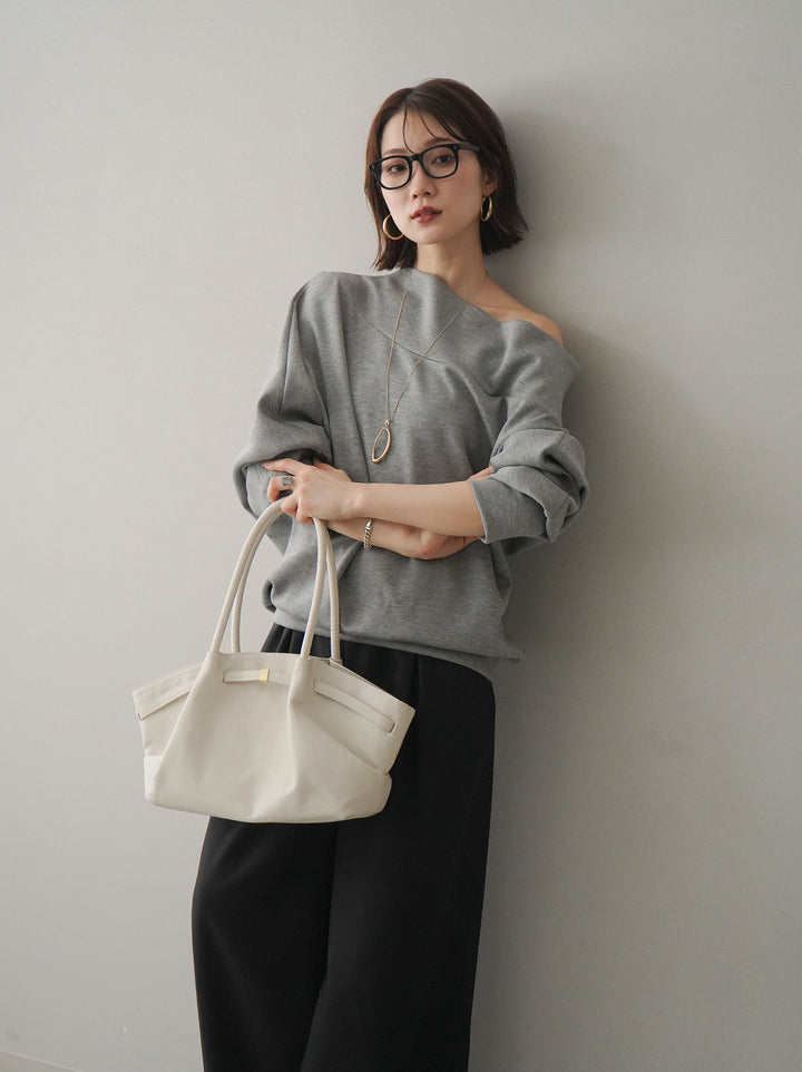 [SET]アシンメトリーオフショルポンチプルオーバー+選べるアクセセット(2set)