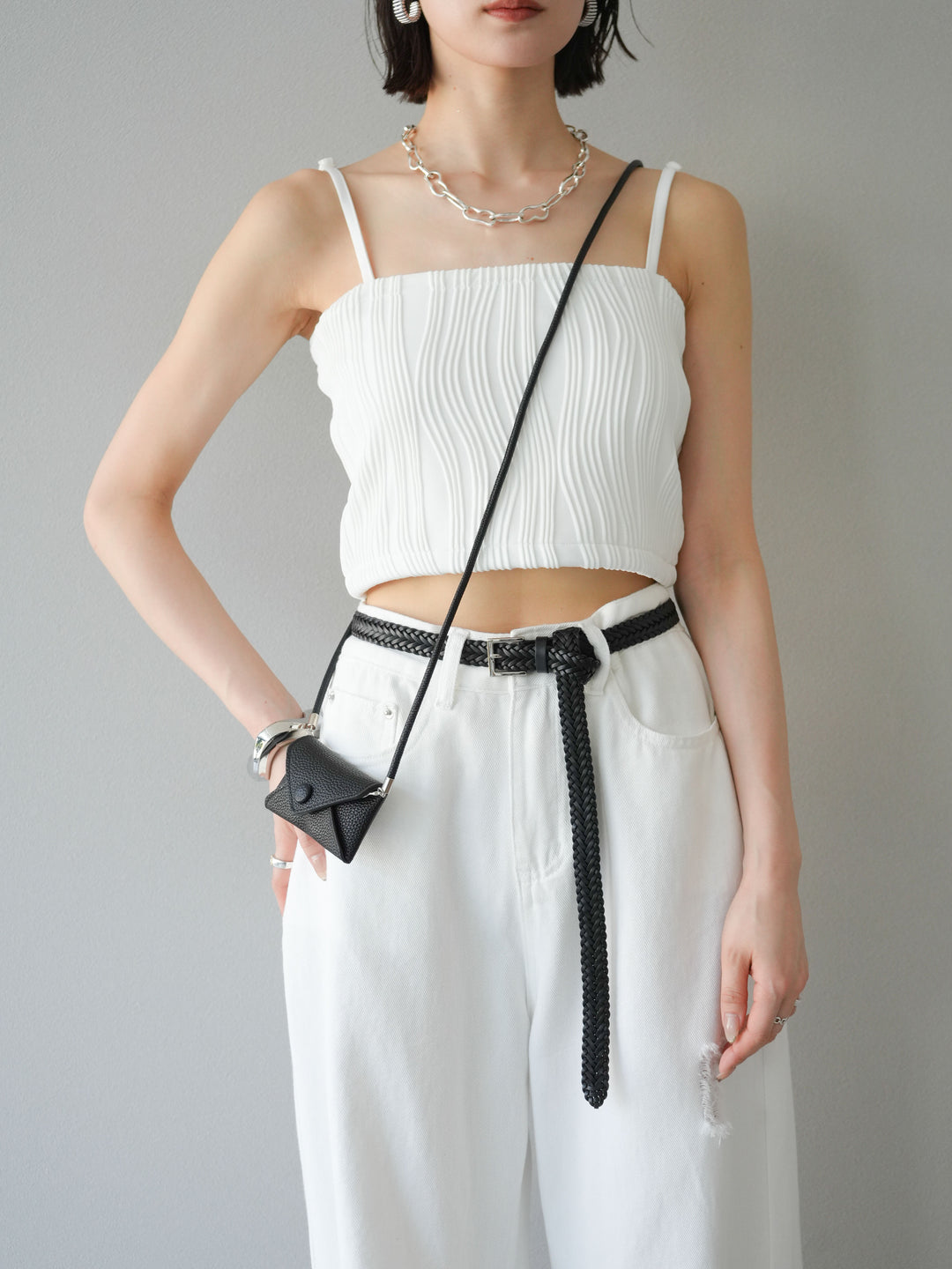 [SET]ウェーブパイピングカップ付ベアキャミソール+ウェーブパイピングカップ付ベアキャミソール(2set)