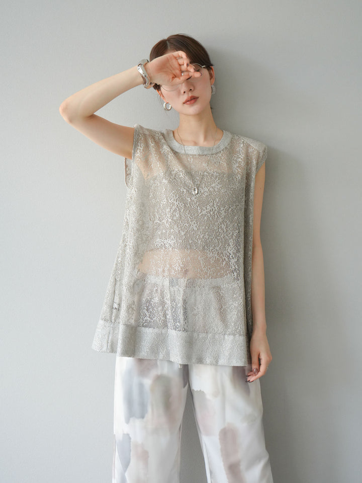 [予約]シャイニーレースプルオーバー/グレー