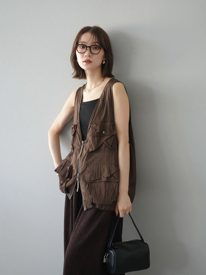 [予約]ナイロンBIGポケットシアーベスト/ブラウン