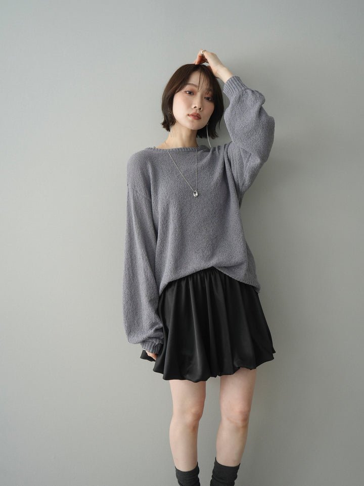 [予約]バックシアーフラワーレースニットプルオーバー/gray