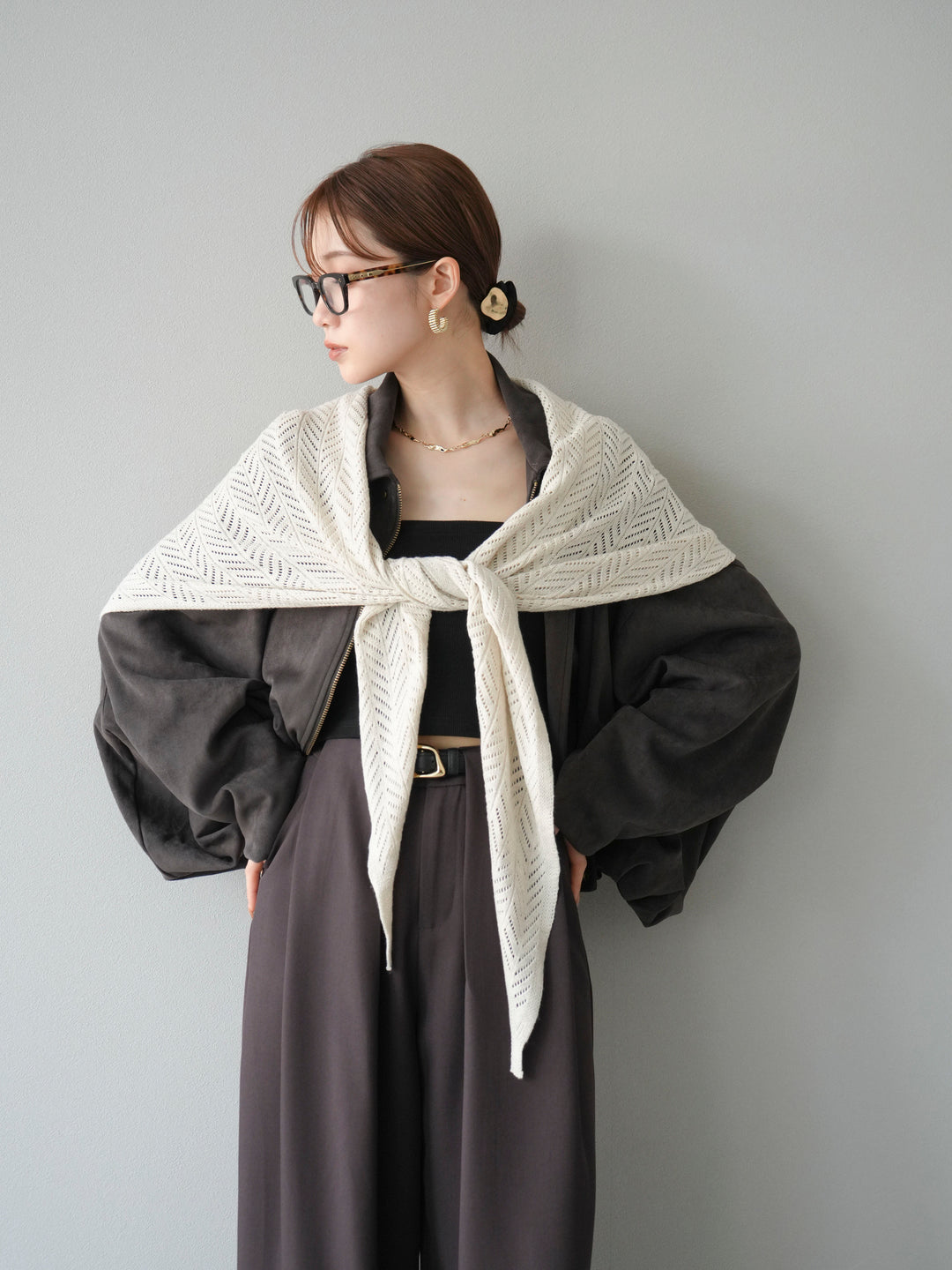 [SET] 麂皮外套+皮帶環設計寬褲（2套）