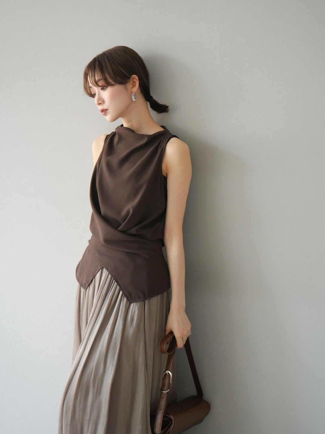 [SET]ノースリーブトップス＆シャイニーフレアスカートSET UP/(2set)