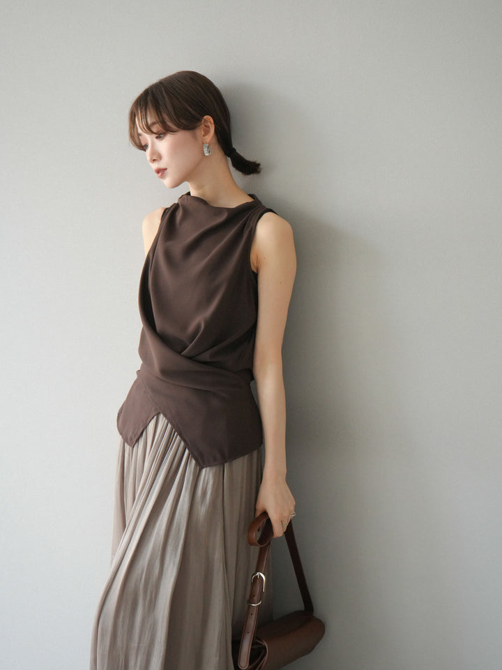 [SET]ノースリーブトップス＆シャイニーフレアスカートSET UP/(2set)