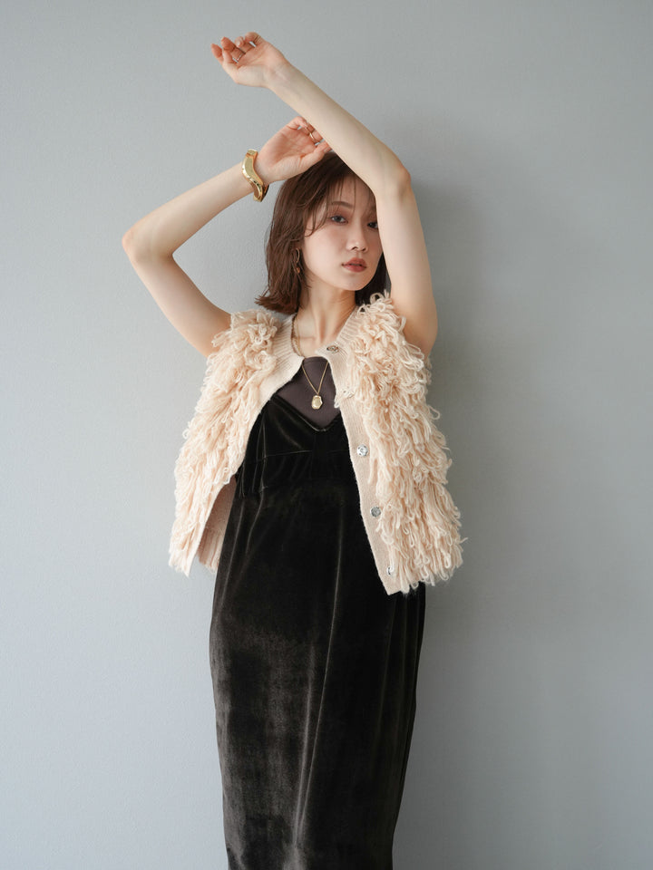 [予約]前開きループニットベスト/アイボリー