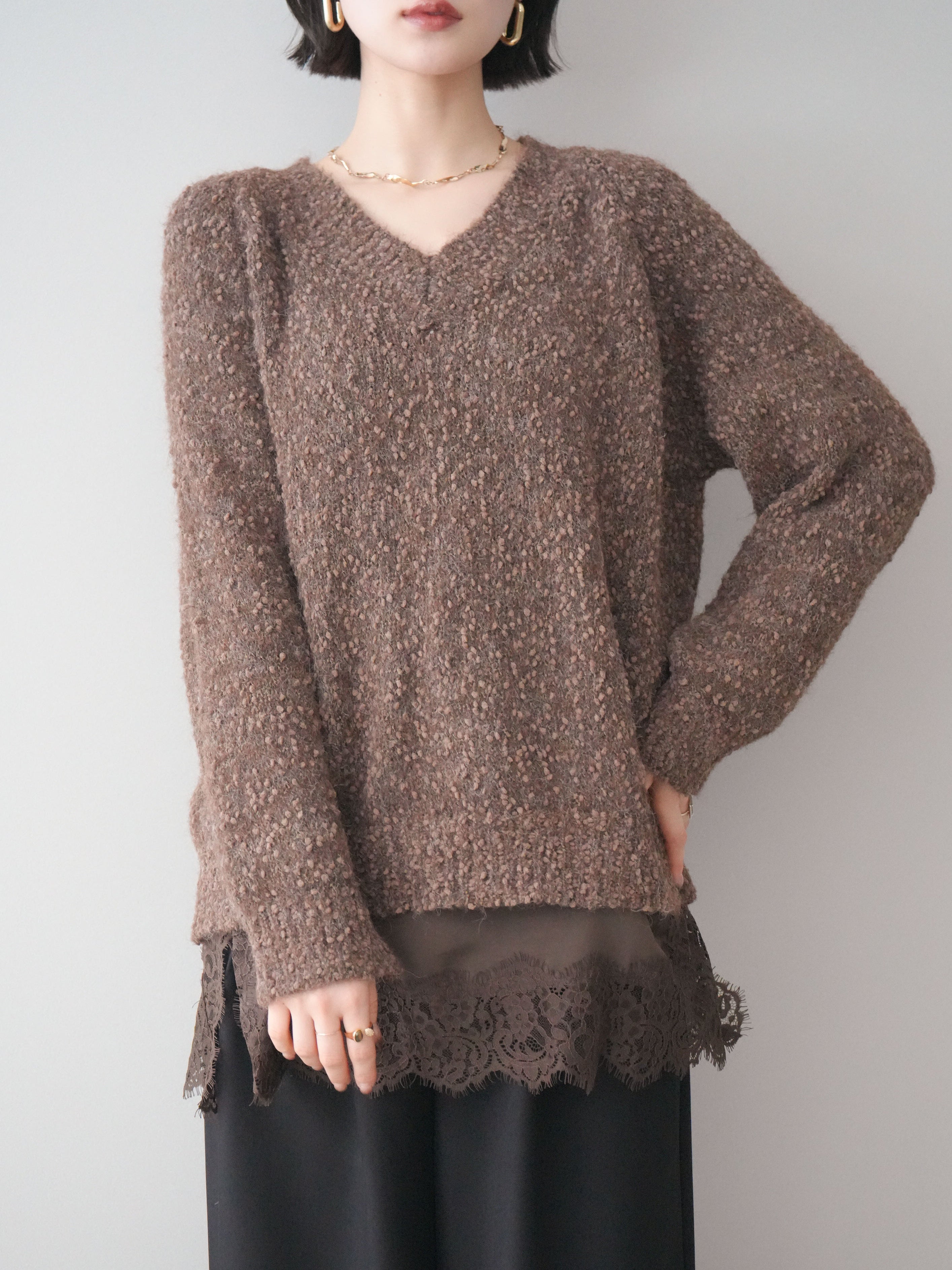 【新品・未使用】 JUN MIKAMI Vネック ニットブラウン スピック＆スパン Spick & Span W/CA Vネックニット （ブラウン