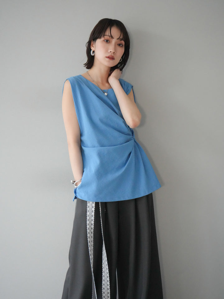 [予約]サイドツイストフレンチトップス/ブルー