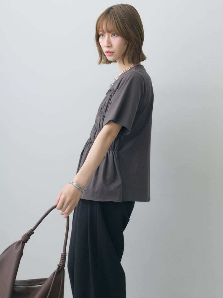 [SET]クールタッチシャーリングTEE+クレープデシンタックワイドパンツ(2set)