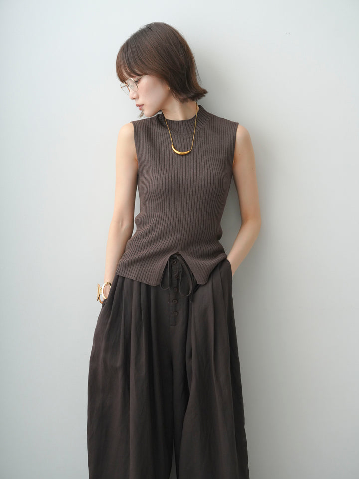 [予約]ラメリブノースリニットトップス/brown