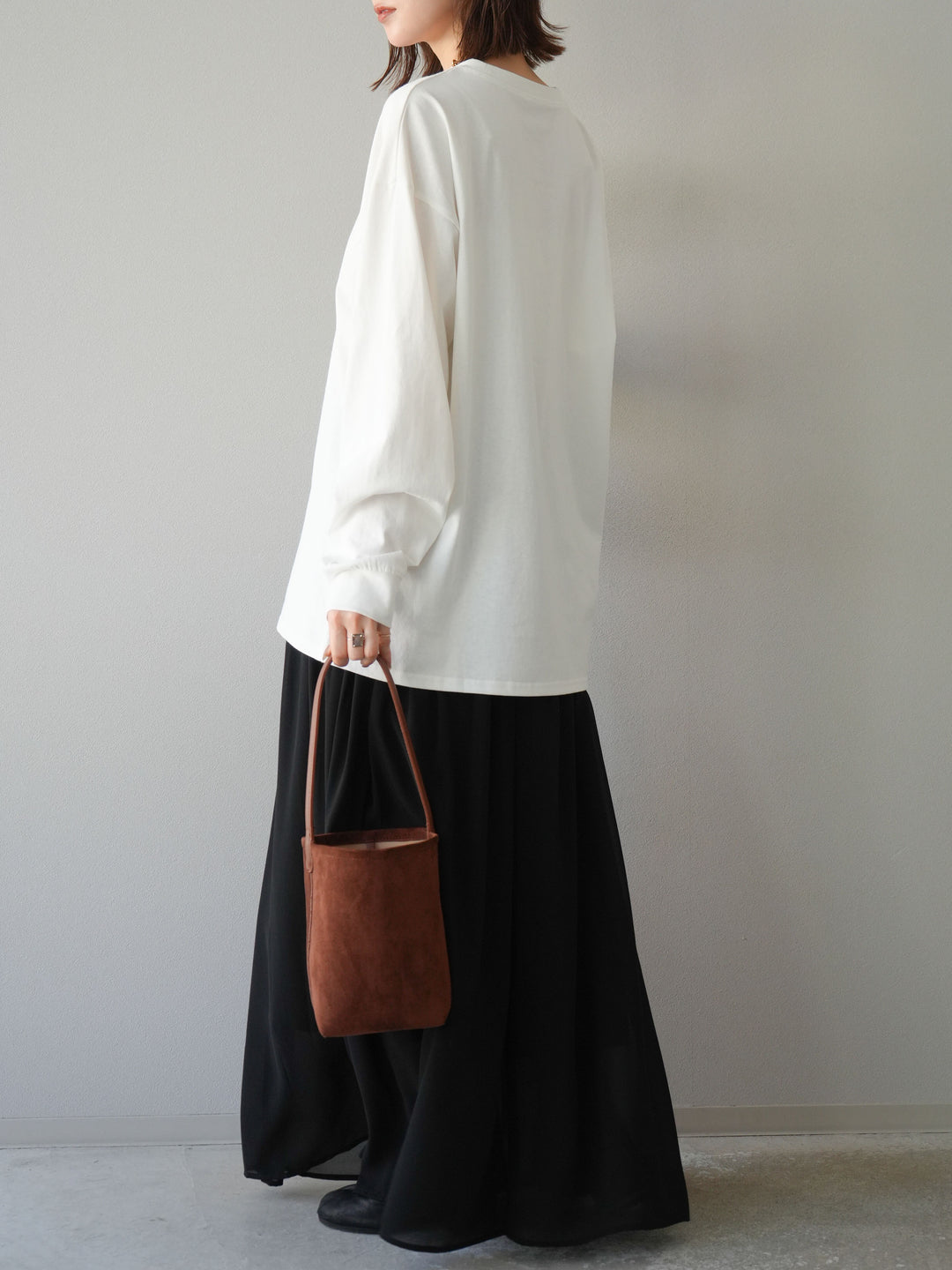 [予約]シフォンフレアスカート/ブラック