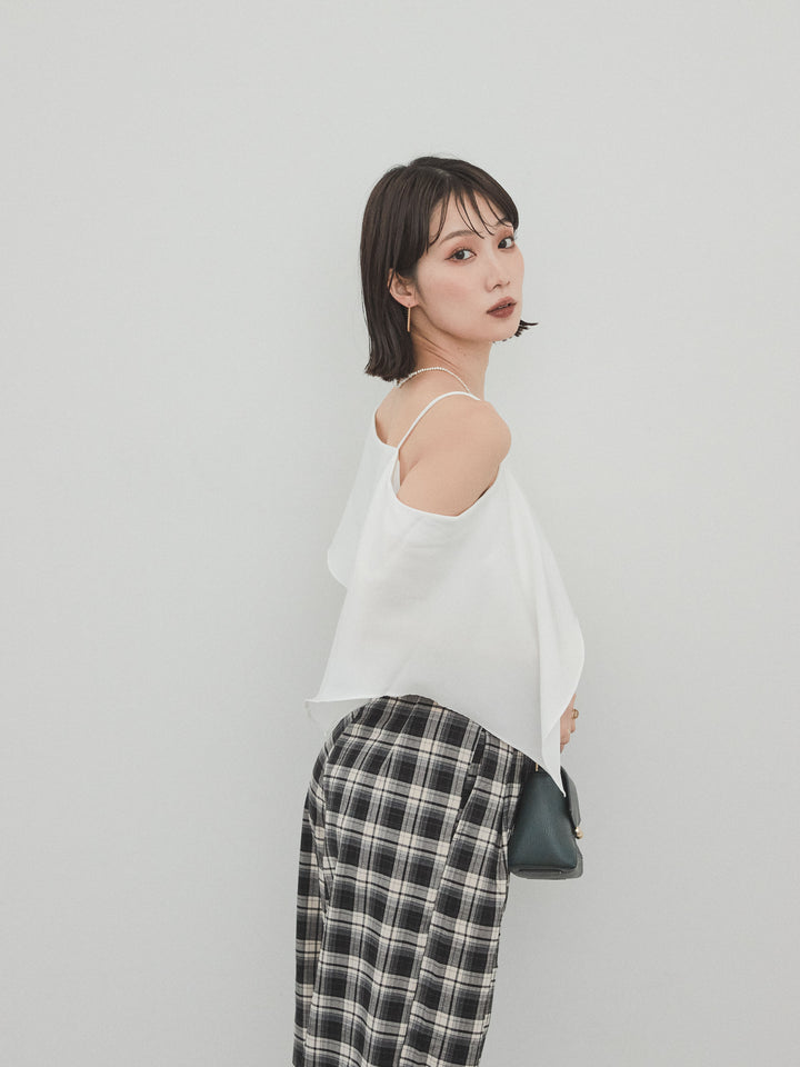 [SET] 單肩荷葉邊襯衫 + 單肩荷葉邊襯衫 (2件套)