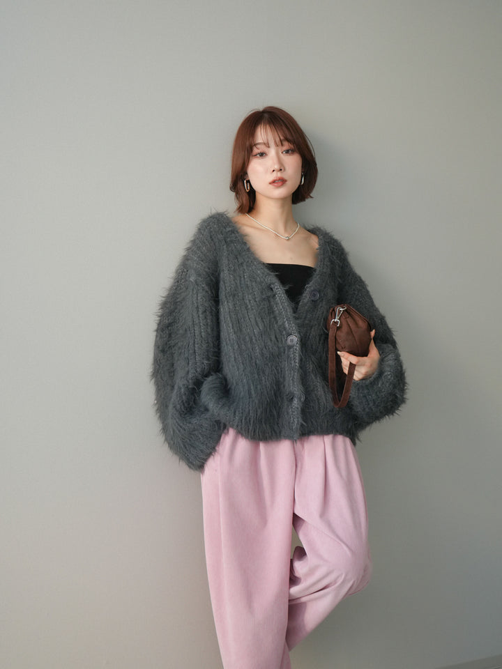 [SET]シャギーオーバーニットカーディガン+選べるアクセセット(2set)