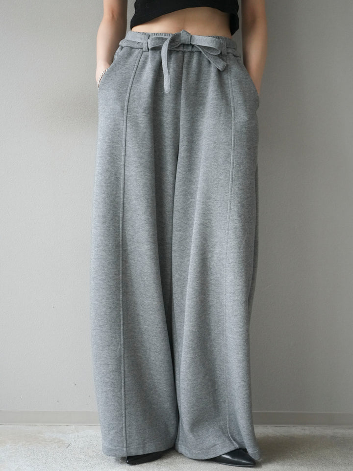 [予約]ベルト付スウェットワイドパンツ/gray