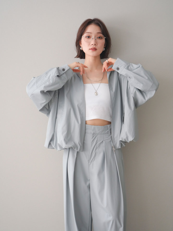 [予約]ウォッシャブルフェイクレザーバルーンジャケット/blue