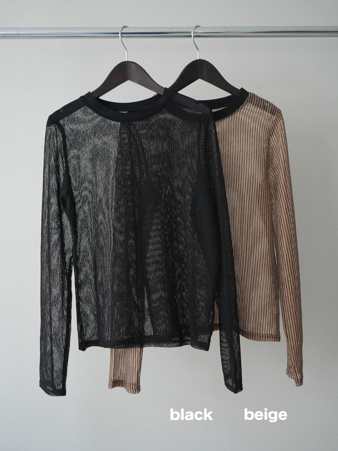 [SET]シアーストライプメッシュトップス+ドレープタックベルトループパンツ(2set)