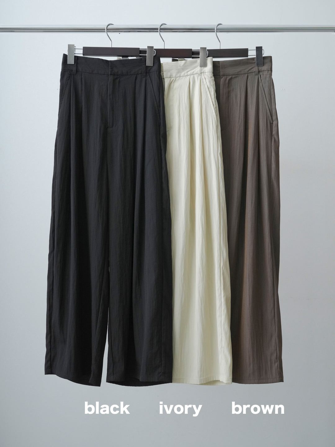 [SET]チュールトリムリブニットタンクトップ+リネンライク2タックワイドパンツ(2set)