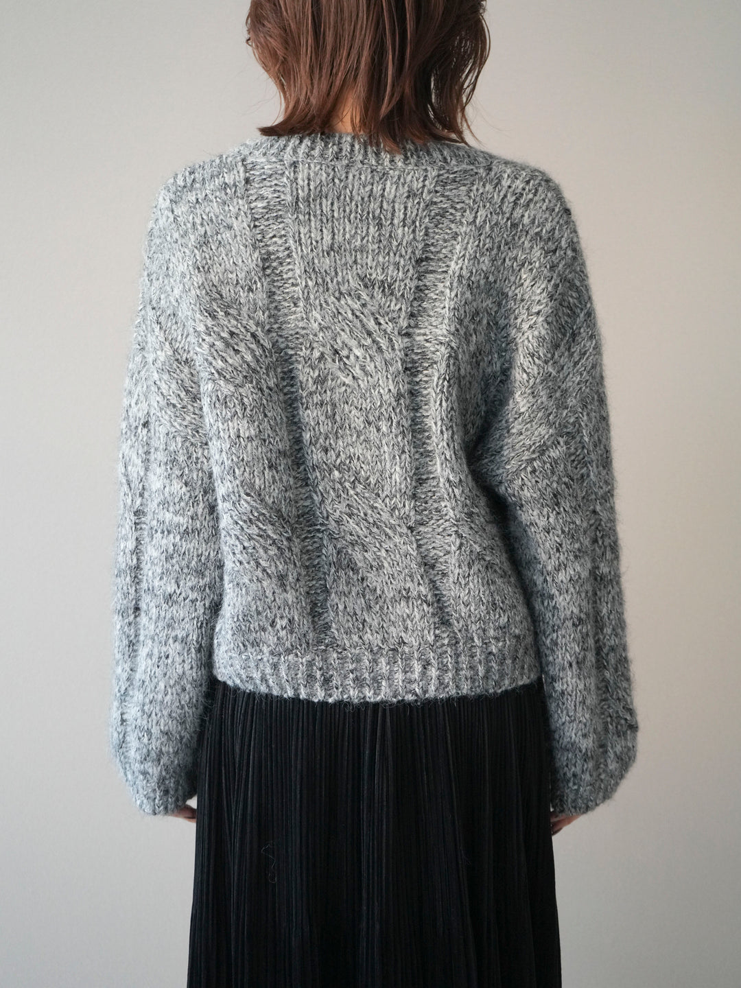 [予約]ワイドケーブルミックスニットプルオーバー/gray