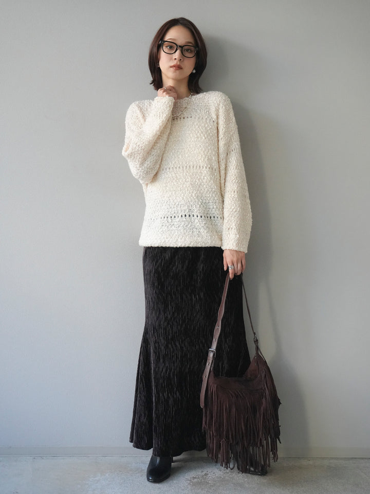 [予約]ラメ糸ループヤーンニットプルオーバー/ivory