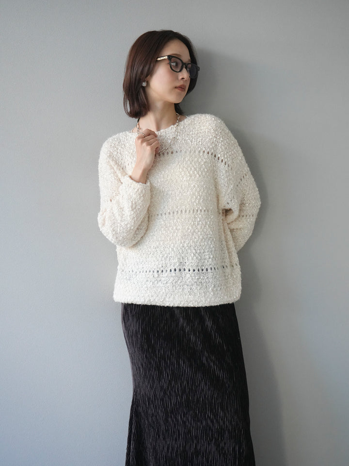 [予約]ラメ糸ループヤーンニットプルオーバー/ivory