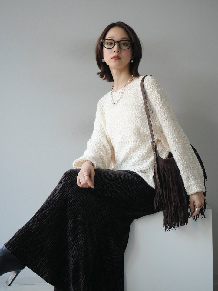 [予約]ラメ糸ループヤーンニットプルオーバー/ivory