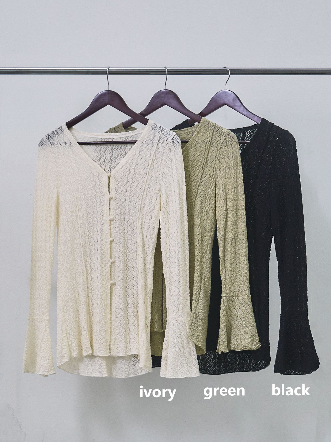 【Allure】[SET]ストレッチレースカーディガン+カットオフコットンツイルタックワイドパンツ(2set)