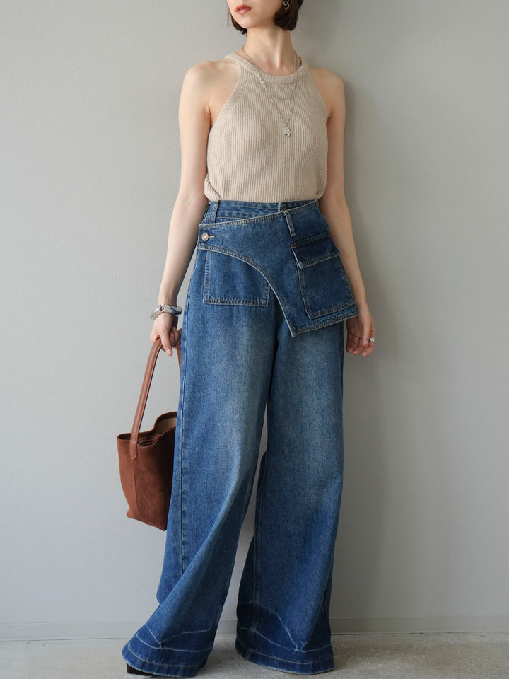 [予約]リブニットアメスリタンクトップ/ベージュ