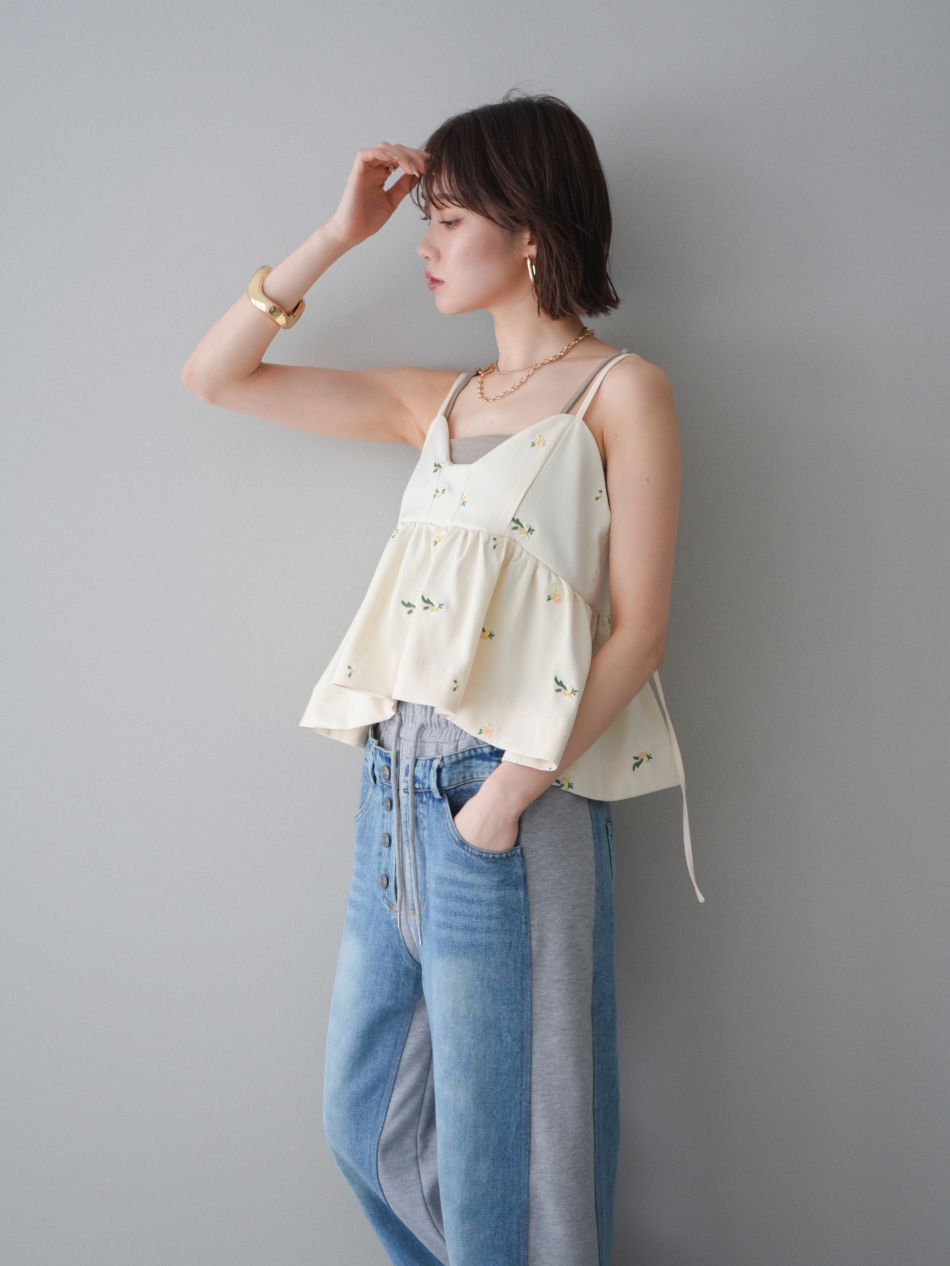 予約]フラワー刺繍ビスチェ/ivory – Lumier
