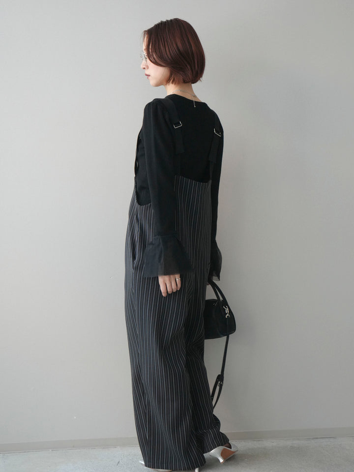 [SET]グログランテープストライプサロペット+グログランテープストライプサロペット(2set)