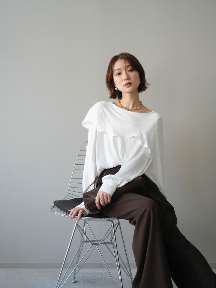 [予約]シルキードレープブラウス/white