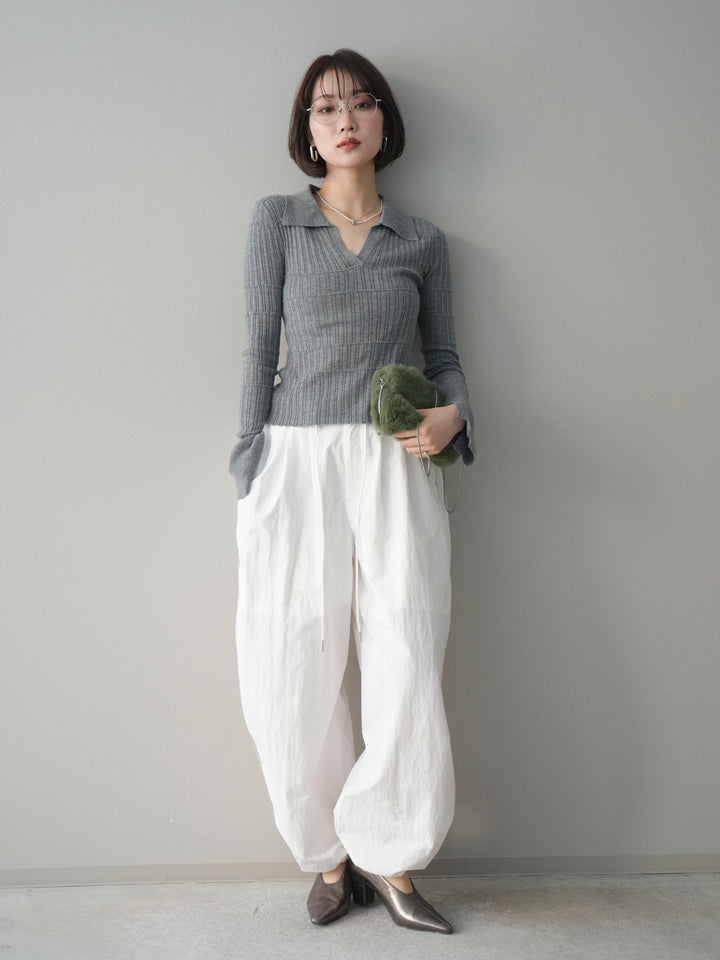 [予約]シアーリブスキッパーニットトップス/gray