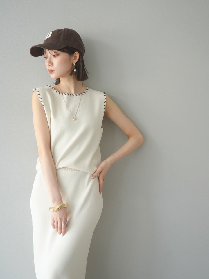 [SET] 亞麻手織套頭衫 + 亞麻手織緊身裙 (2 件套)