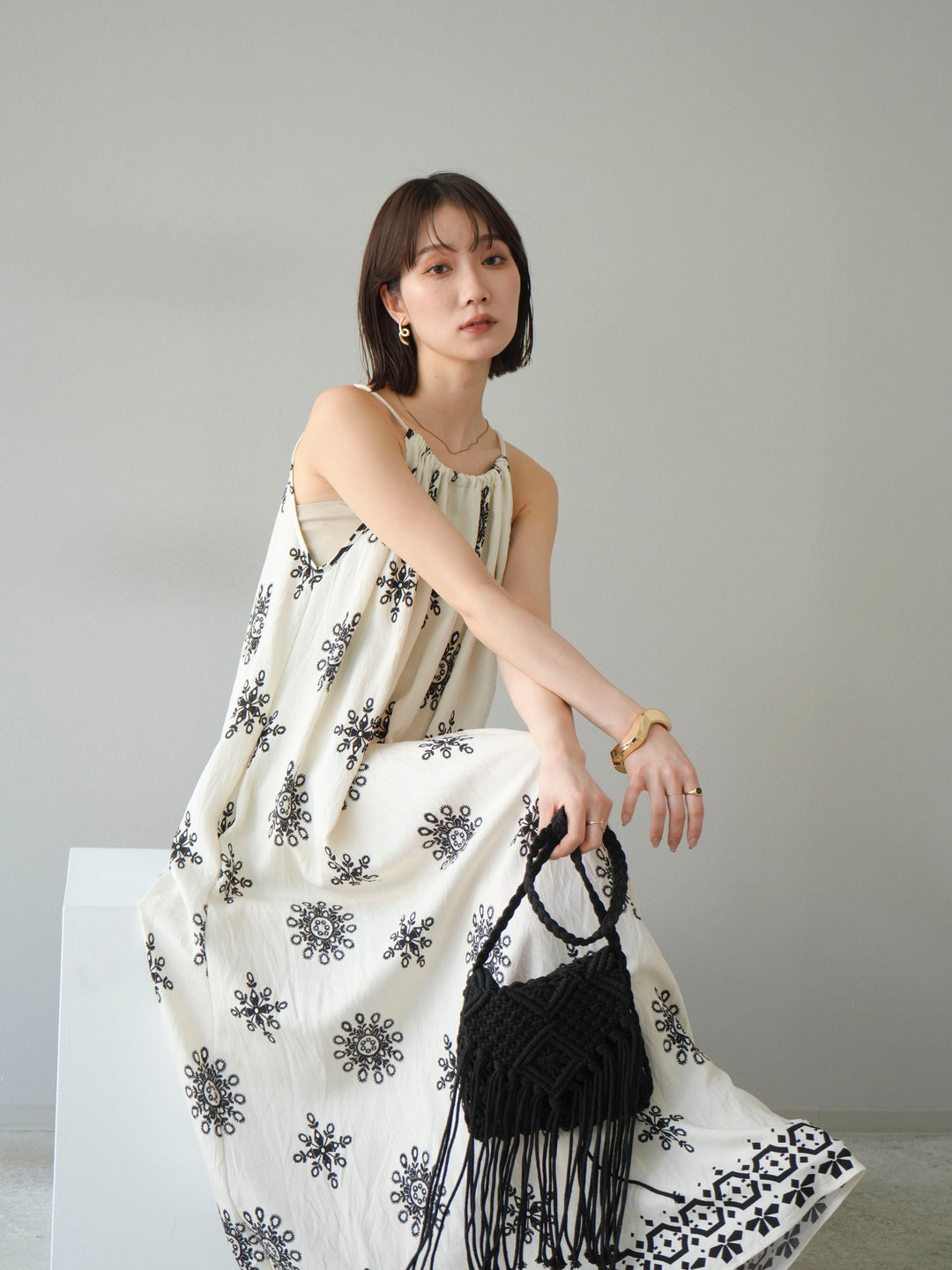 【預購】民族風吊帶洋裝/象牙白