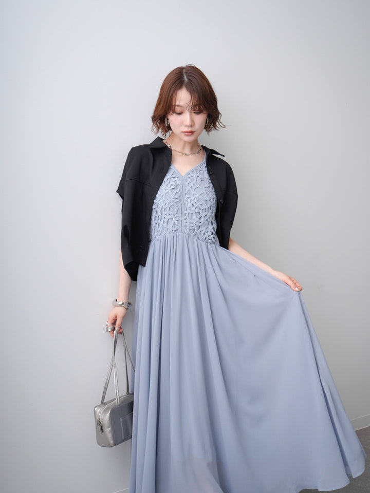 [SET]クロシェシフォンキャミワンピース+選べるアクセセット(2set)