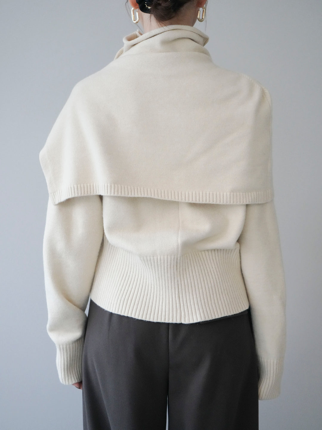 [予約]フロントスリットネックアンサンブルニット/ivory