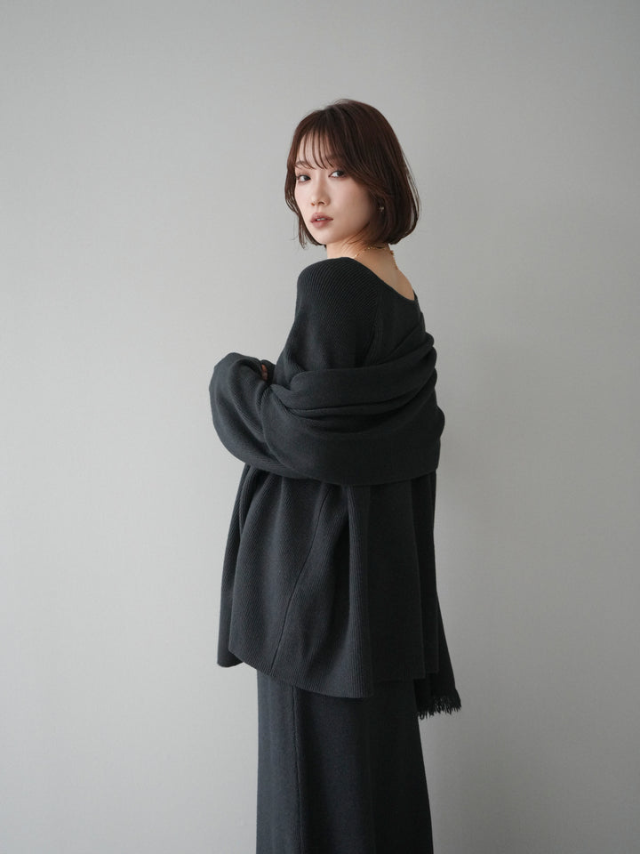 [SET]ストール付キーネックニットSET UP