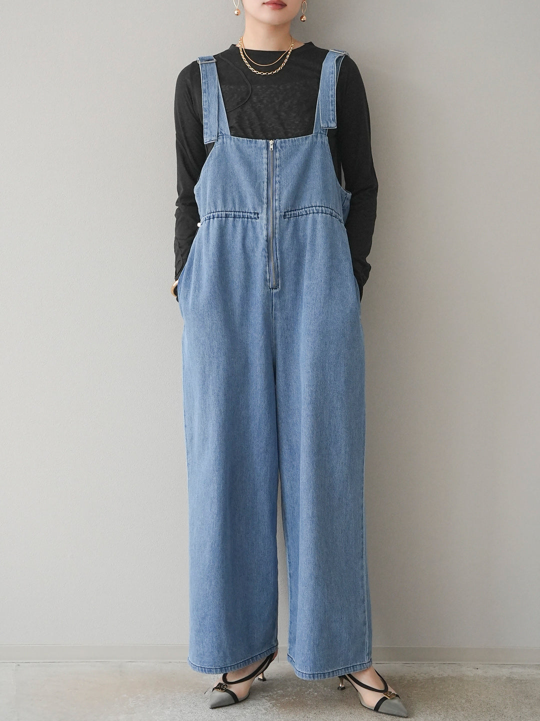 [預購] 繩繡透視長袖T卹 / 黑色