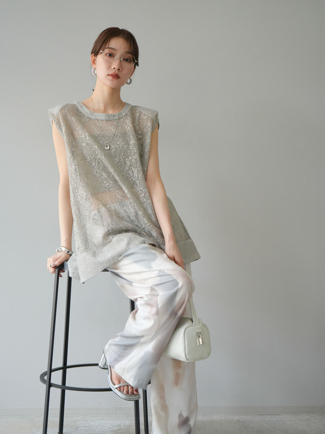 [予約]シャイニーレースプルオーバー/グレー