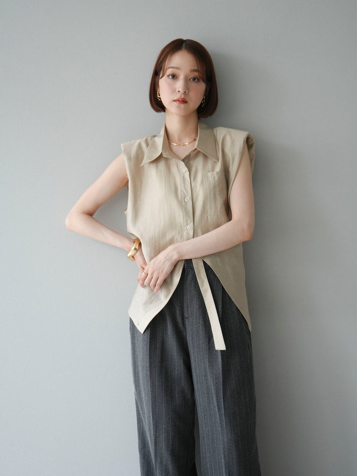 [予約]サイドラインストライプワイドパンツ/チャコール