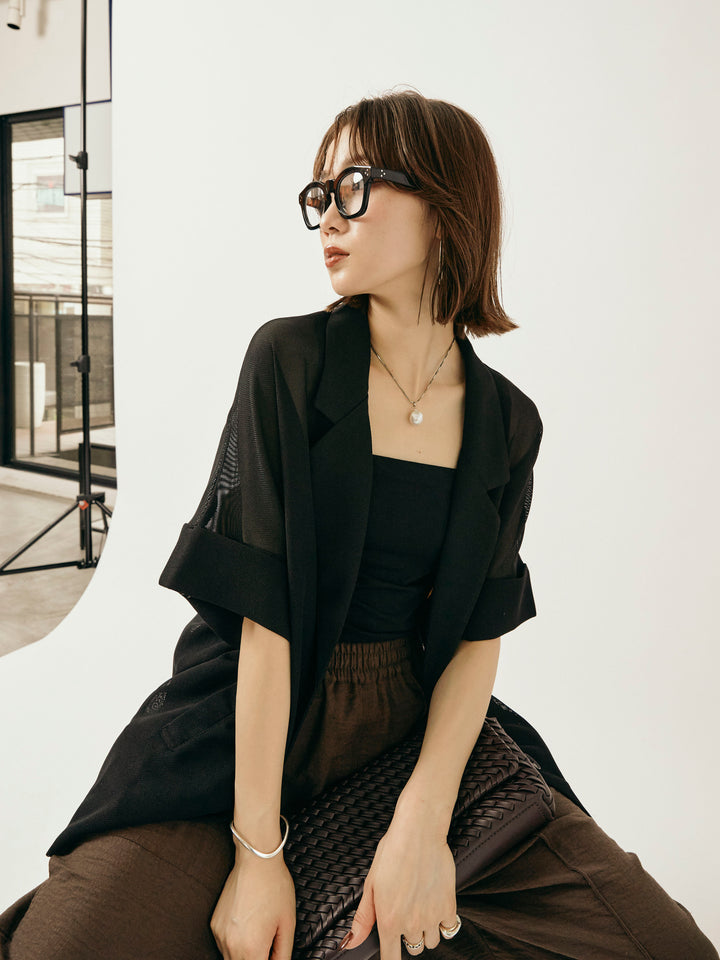 【Allure】[SET]メッシュハーフテーラードジャケット+メッシュハーフテーラードジャケット(2set)