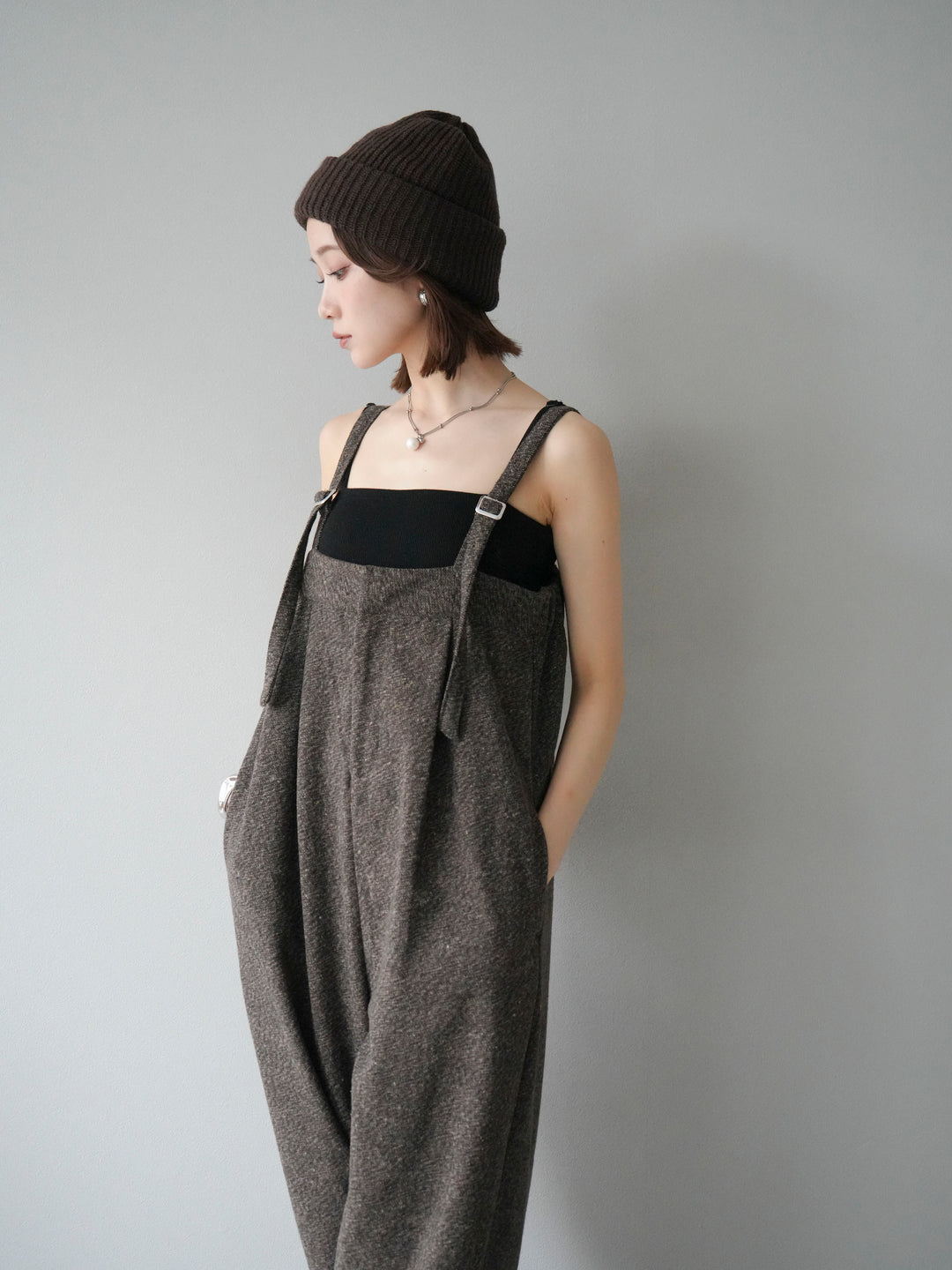 [予約]ツイードベアサロペット/ブラウン