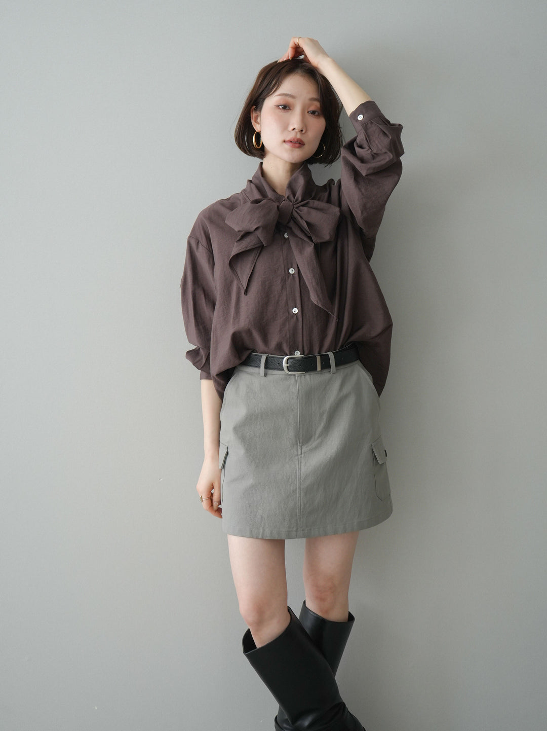 [SET]シアーボウタイブラウス+シアーボウタイブラウス(2set)