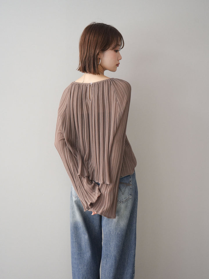 [SET]プリーツシアーフレアスリーブニットトップス+選べるアクセセット(2set)