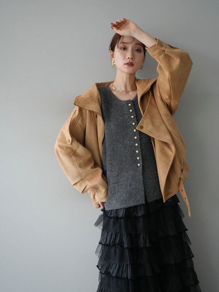 [予約]スエードライダースジャケット/ベージュ