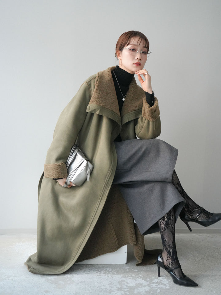 [予約]BIGカラームートンコート/khaki