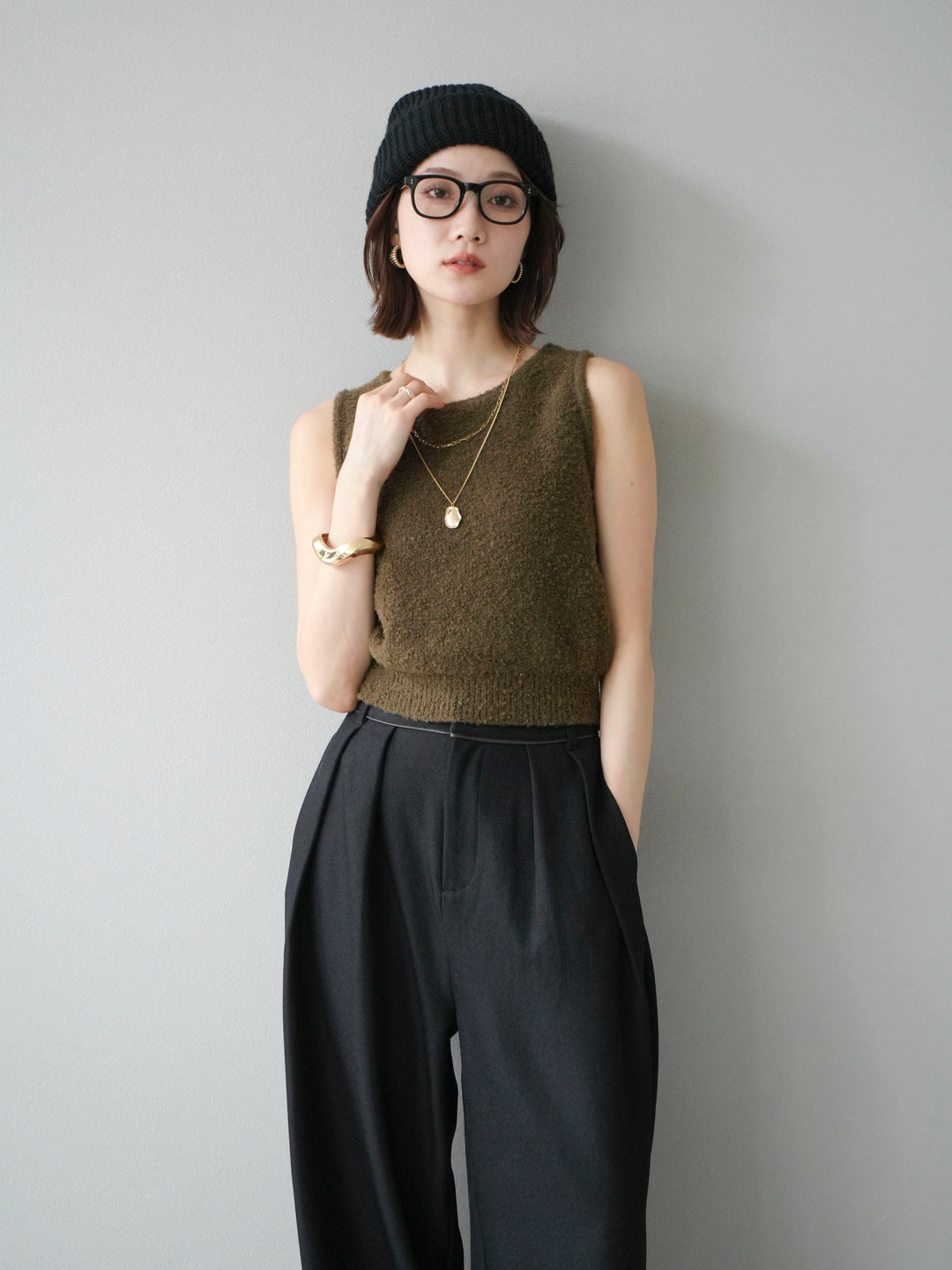 [予約]ニットビーニー/グレー