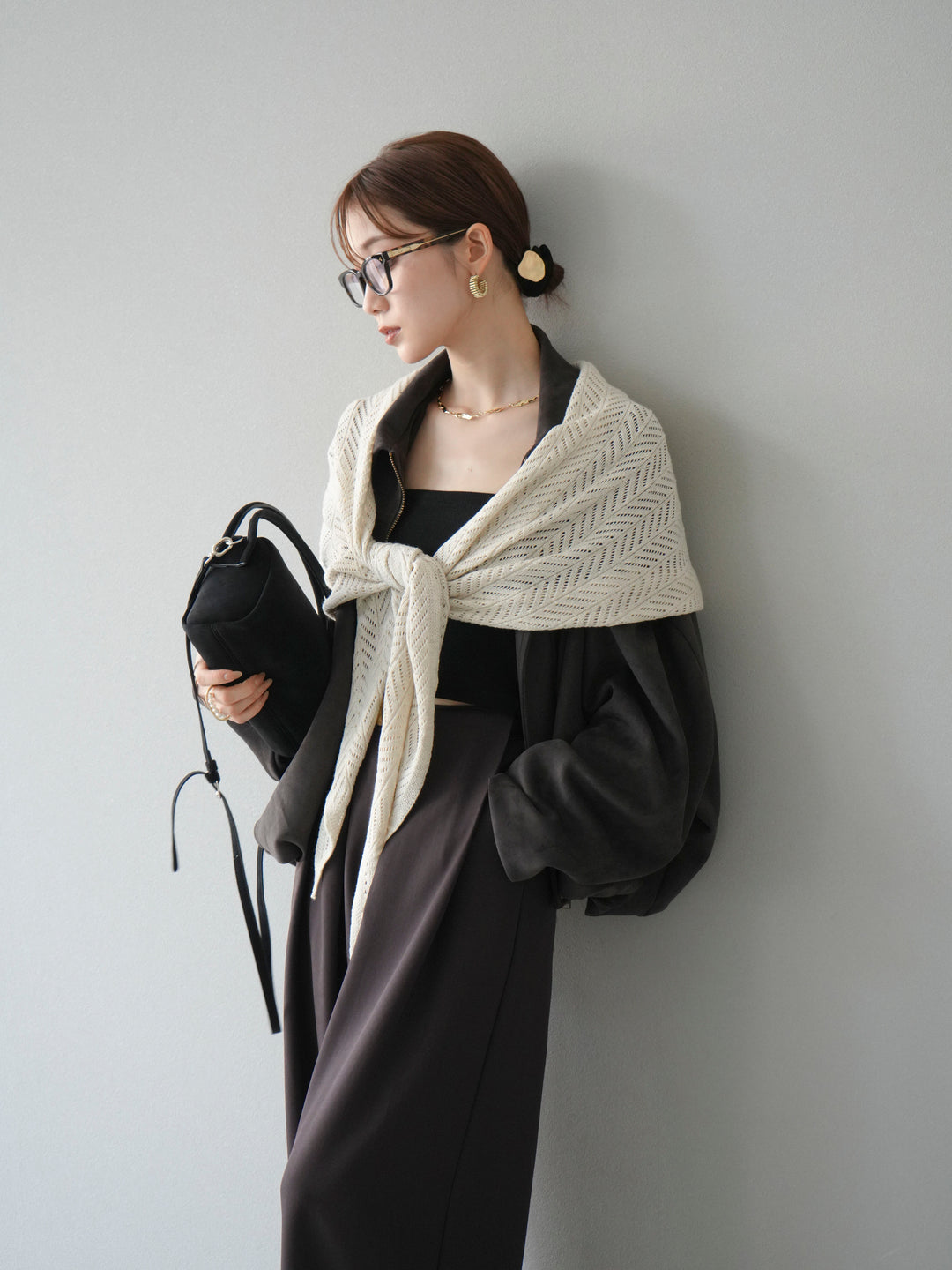 [SET] 麂皮外套+皮帶環設計寬褲（2套）