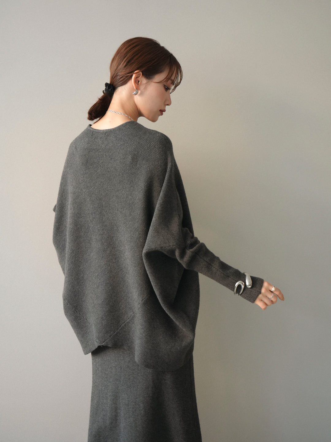 [SET]ウール混ドルマンニット&スカートSET UP(2set)