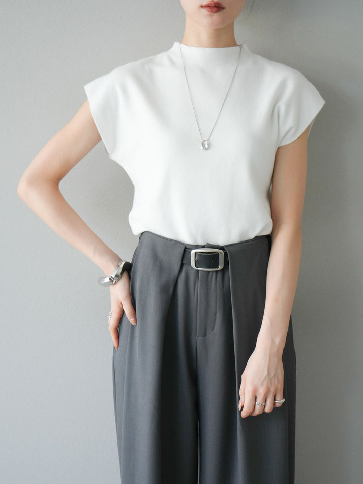 [予約]プチネックフレンチニットトップス/ホワイト